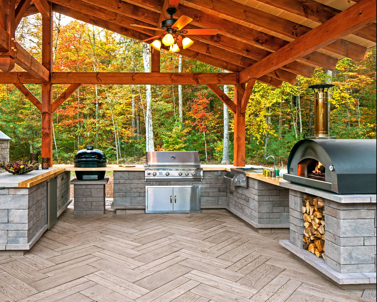 clean outdoor kitchen countertop