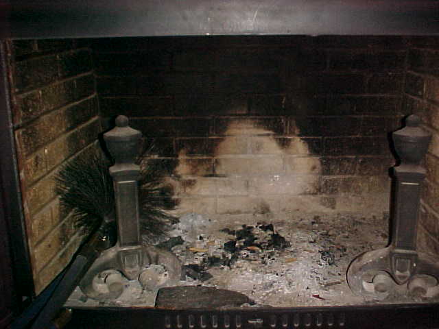 dirty chimney of a wood burning fireplace 